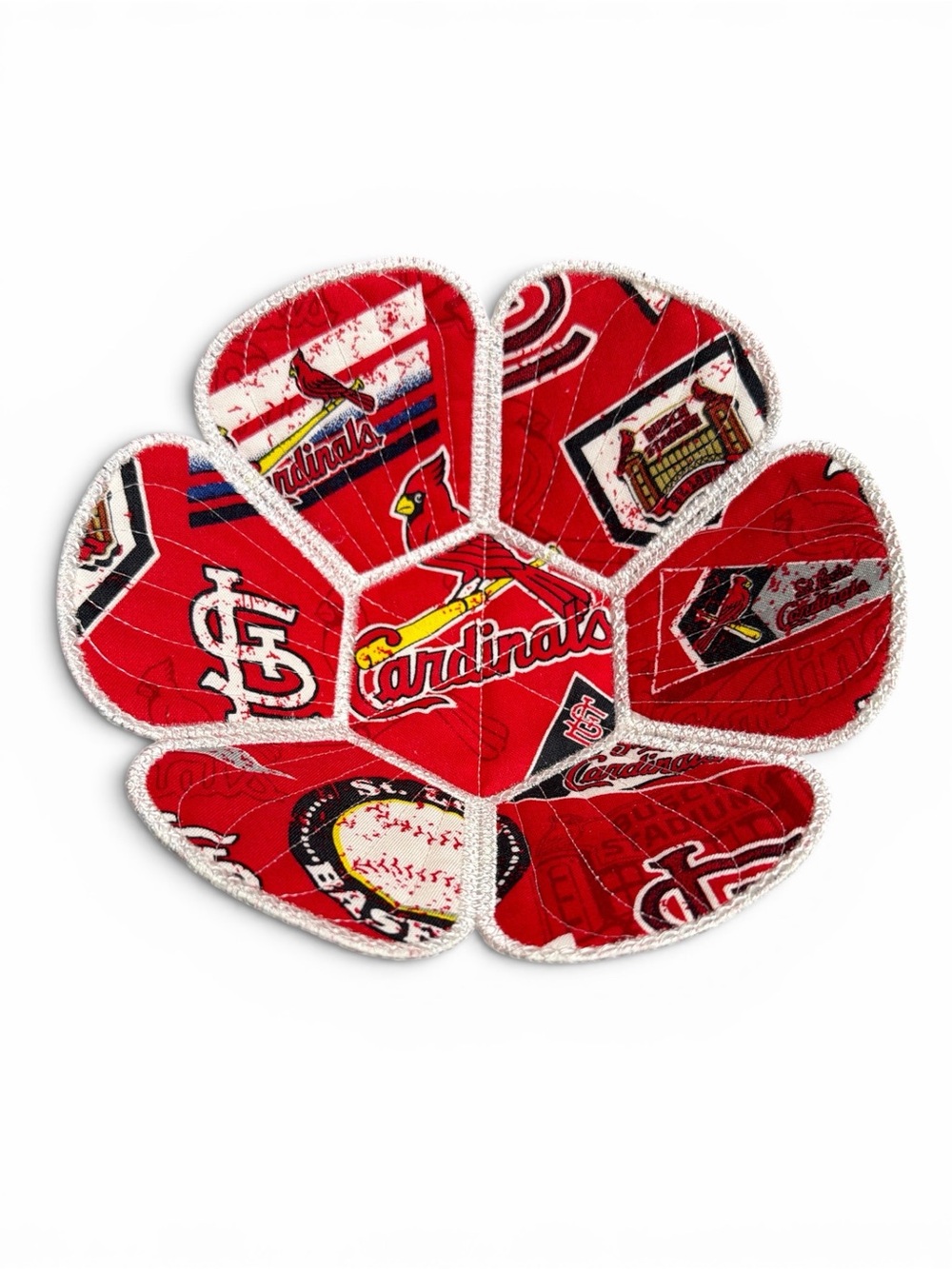 Hand Crafted Basket Center Piece Bowl Quilted 8” x 3” St. Louis Cardinals Fabric - Picture 2 of 10